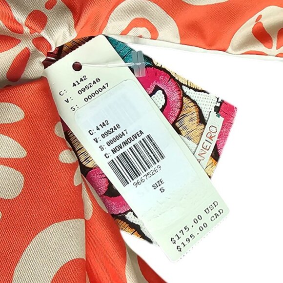 Farm Rio x Anthropologie Plunge Halter One-Piece Swimsuit, Beads, Orange, Small - Picture 4 of 11